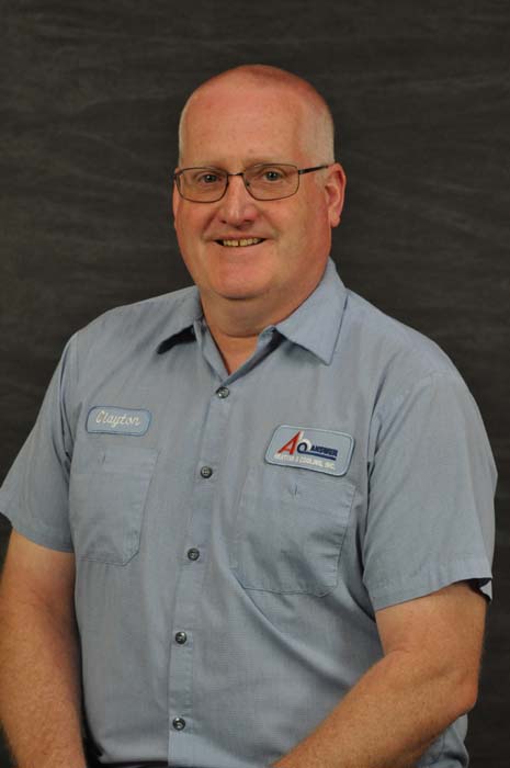 Answer Heating & Cooling employee; Clayton.